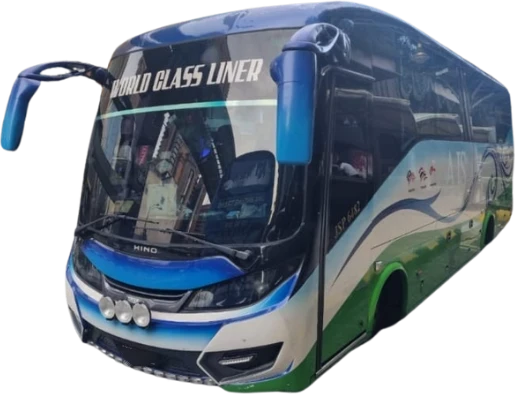 44-seater coach, front three-quarter view