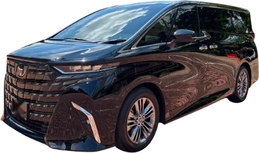 Black Toyota Alphard AGH40, front three-quarter view